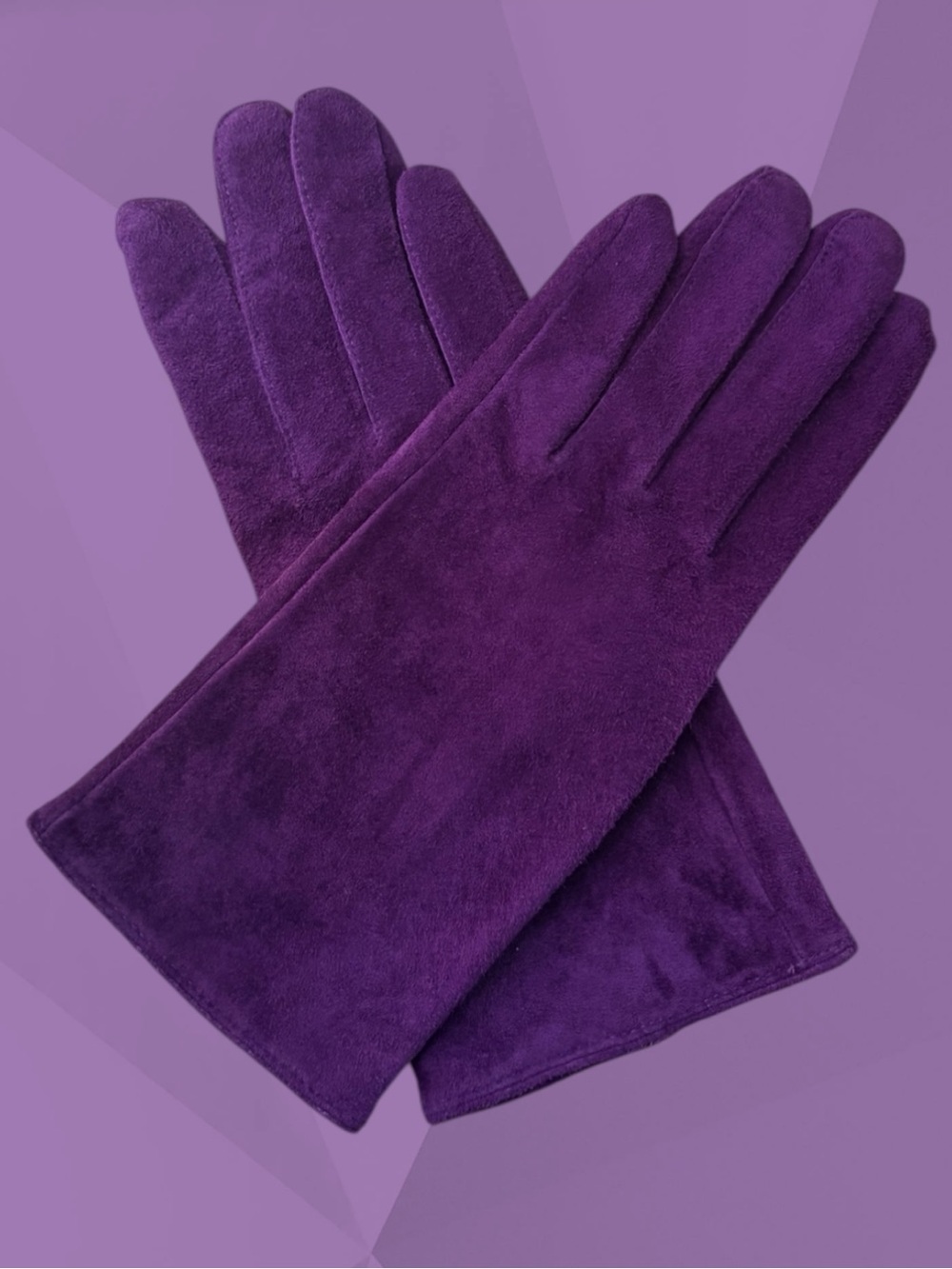 VTG Dents Purple Suede Gloves Size L
